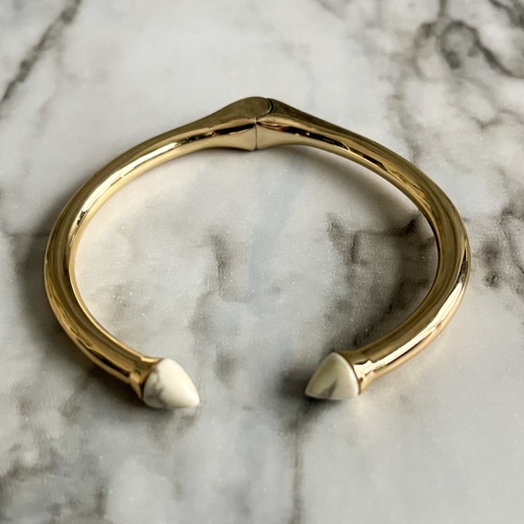 SLATE Porter Hinge Cuff Bracelet, Gold over Brass w/ Howlite, Rocksbox Exclusive - Picture 5 of 15